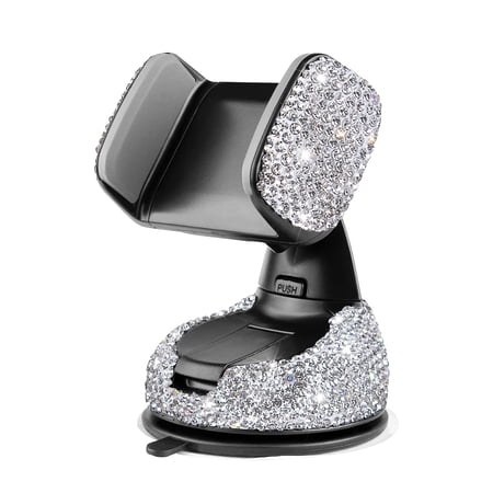 eing Car Phone Mount Cell Phone Holder with One More Air Vent Base,Bling Crystal Universal Phone Mount Holder Cradle for Dashboard,Windshield and Air Vent,Silver