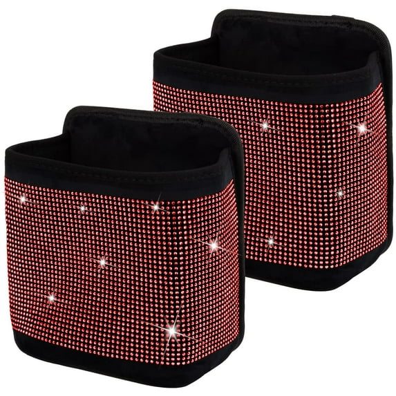eing Car Seat Organizer Premium Seat Back/Front Seat Travel Caddy Bag, Bling Crystal Car Front Seat Organizer, Pratical Car Garbage Pocket Bin, Diamond Car Accessory (2 - Pack,Red)