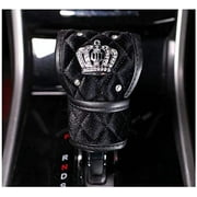 eing Plush Car Gear Shift Cover with Bling Rhinestones Imperial Crown Decor Car Accessory,Black
