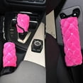 thumbnail image 1 of eing Plush Handbrake Cover Gear Shift Cover Seat Belt Cover 3 PCS/Set Car Interior Set Accessories Decor,Pink, 1 of 7
