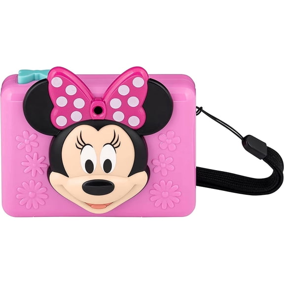 ekids Minnie Mouse Kids Camera with SD Card, Digital Camera for Kids with Video Camera, Built-in Digital Stickers