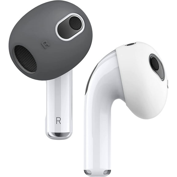 elago 2 Pairs AirPods 3 Ear Tips Cover Designed for AirPods 3rd Generation (2021), [Fit in The Case] Anti Slip Silicone Cover, Anti Scratches, Installation Guide (1 Pair of Each) (Dark Grey & White)