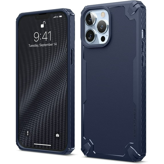 elago Armor Compatible with iPhone 13 Pro Case 6.1 Inch - Heavy-Duty Protective Case, Carbon Fiber Texture, Tough Rugged Design, Shockproof Bumper Cover, Premium TPU (Jean Indigo)