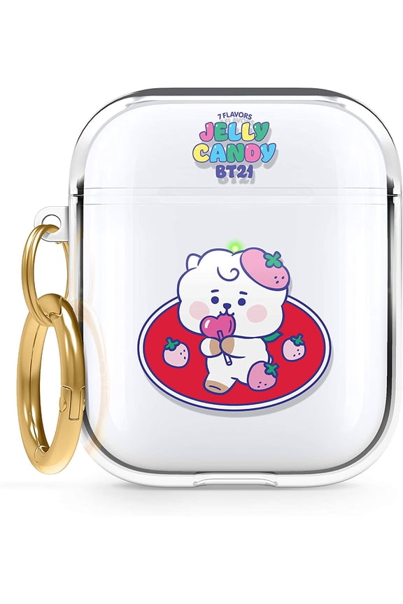 BT21 Case Compatible with Apple AirPods Case 1 & 2, Clear Case with Keychain [Official Merchandise] [RJ]