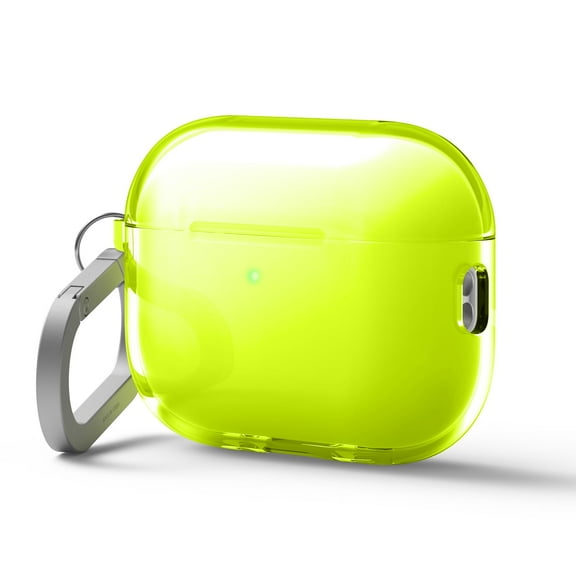 elago Clear Case Compatible with AirPods Pro 3 Case Clear Cover - Carabiner Included, Reduced Yellowing, Shockproof, Full Protection, Soft TPU, Wireless Charging (Neon Yellow)