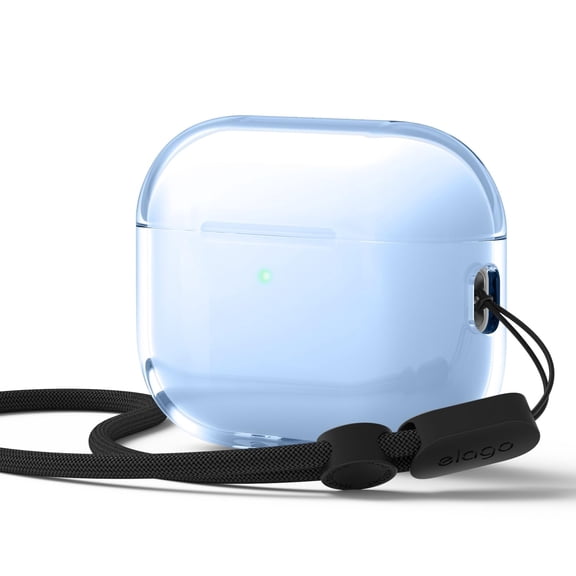 elago Clear Case Compatible with AirPods Pro 3 Case Clear Cover - Lanyard Included, Strap Included, Reduced Yellowing, Shockproof, Full Protection, Soft TPU (Aqua Blue)