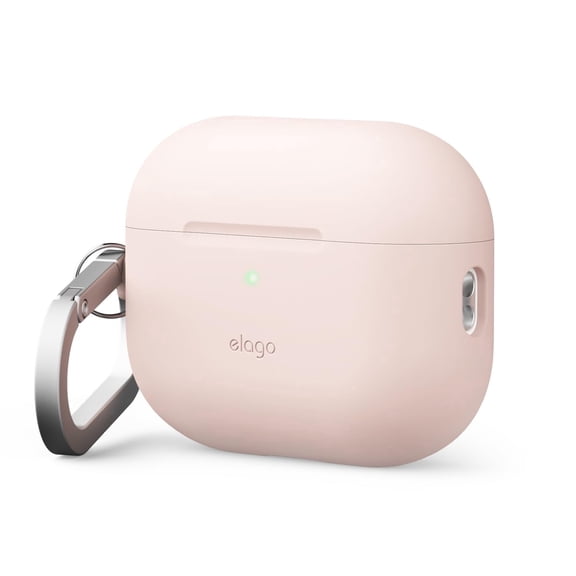 elago AirPods Pro 3 Wireless Charging Silicone Case with Carabiner, Sand Pink
