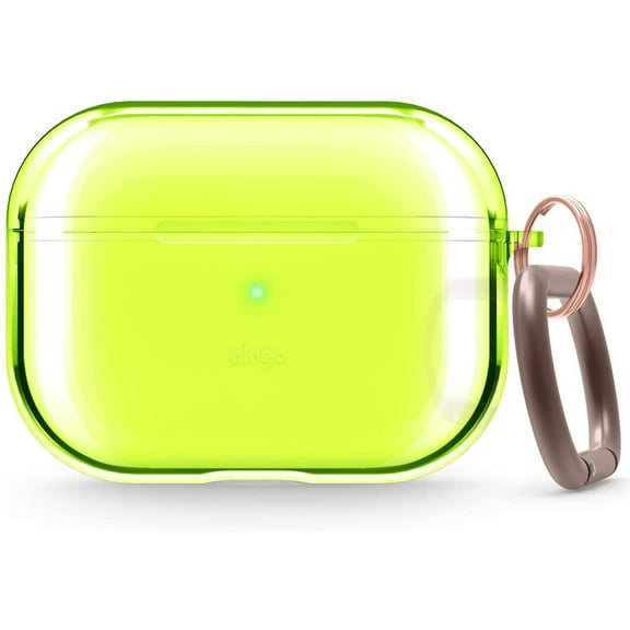 elago Compatible with AirPods Pro Case Clear - High Rating, TPU Transparent Shockproof, Protective Case Cover with Keychain, Gel Tape Included, Wireless Charging [Neon Yellow]