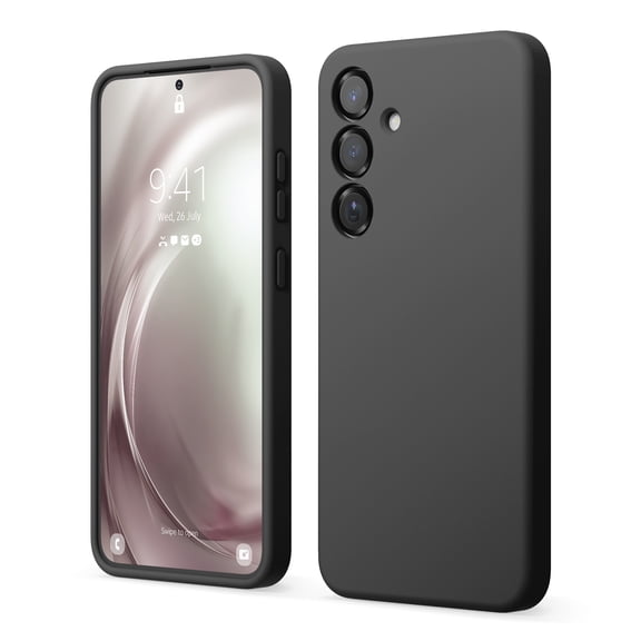 elago Compatible with Samsung Galaxy S25 Plus Case, Liquid Silicone Case, Full Body Protective Cover, Shockproof, Slim Phone Case, Anti-Scratch Soft Microfiber Lining, 6.7 inch (Black)