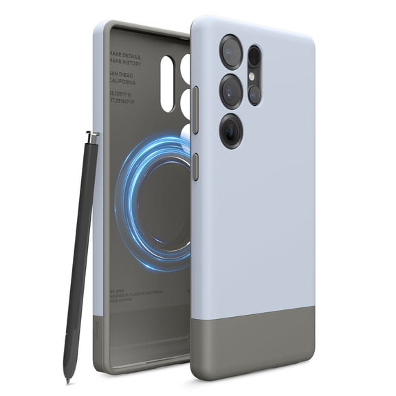 elago Compatible with Samsung Galaxy S25 Ultra Case - Magnetic Glide Case, Precise Camera Cutouts, Strong Magnetism, Protective Cover, PC/TPU, Shockproof Bumper, 6.8" (Light Blue/Medium Grey)
