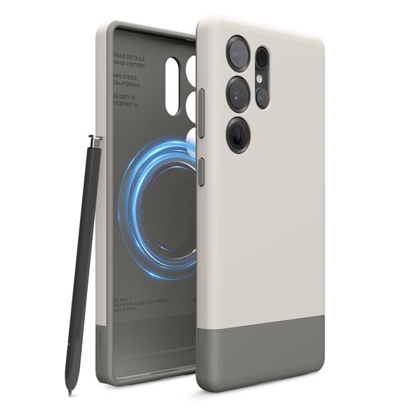 elago Compatible with Samsung Galaxy S25 Ultra Case - Magnetic Glide Case, Precise Camera Cutouts, Strong Magnetism, Protective Cover, PC/TPU, Shockproof Bumper, 6.8" (Stone/Medium Grey)