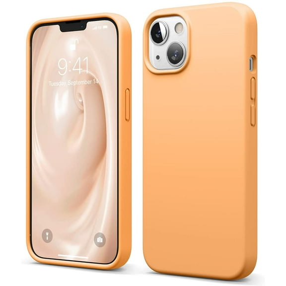 elago Compatible with iPhone 13 Case, Liquid Silicone Case, Full Body Screen Camera Protective Cover, Shockproof, Slim Phone Case, Anti-Scratch Soft Microfiber Lining, 6.1 inch (Orange)