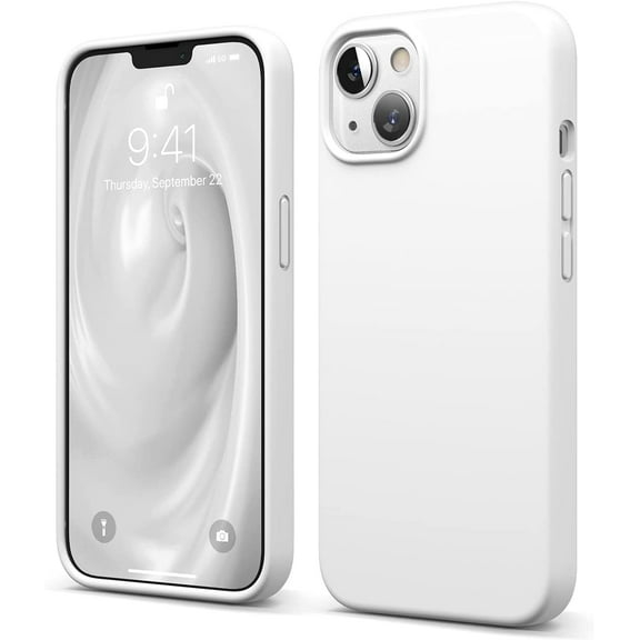 elago Compatible with iPhone 13 Case, Liquid Silicone Case, Full Body Screen Camera Protective Cover, Shockproof, Slim Phone Case, Anti-Scratch Soft Microfiber Lining, 6.1 inch (White)