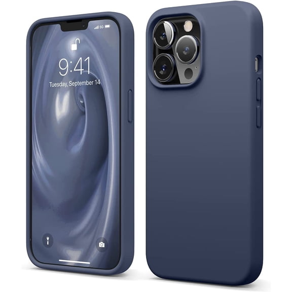 elago Compatible with iPhone 13 Pro Case, Liquid Silicone Case, Full Body Screen Camera Protective Cover, Shockproof, Slim Phone Case, Anti-Scratch Soft Microfiber Lining, 6.1 inch (Jean Indigo)