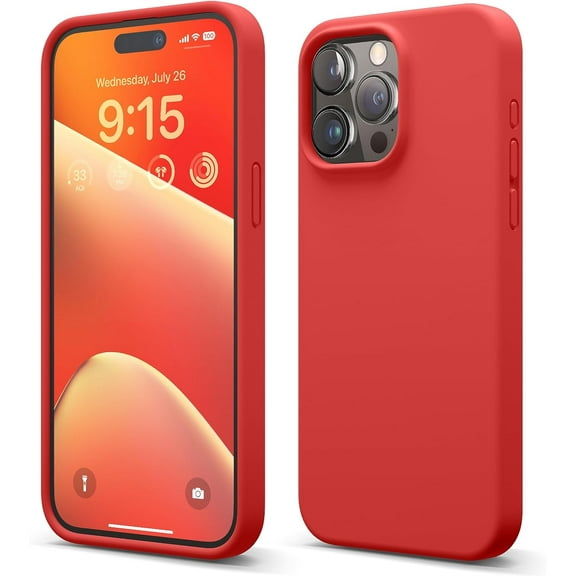 elago Compatible with iPhone 15 Pro Max Case, Liquid Silicone Case, Full Body Protective Cover, Shockproof, Slim Phone Case, Anti-Scratch Soft Microfiber Lining, 6.7 inch (Red)