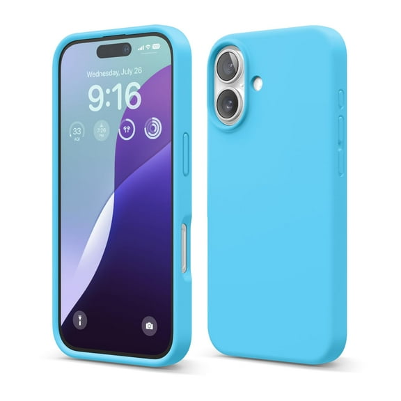 elago Compatible with iPhone 16 Case, Premium Liquid Silicone Case, Full Body Protective Cover, Shockproof, Slim Phone Case, Anti-Scratch Soft Microfiber Lining, 6.1 inch (Ocean Blue)
