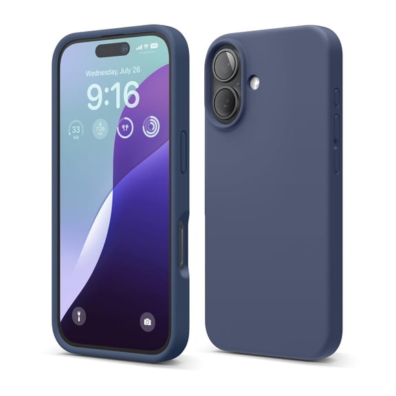 elago Compatible with iPhone 16 Case, Premium Liquid Silicone Case, Full Body Protective Cover, Shockproof, Slim Phone Case, Anti-Scratch Soft Microfiber Lining, 6.1 inch (Jean Indigo)