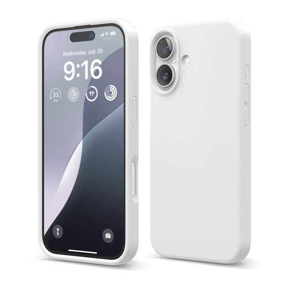 elago Compatible with iPhone 16 Case, Premium Liquid Silicone Case, Full Body Protective Cover, Shockproof, Slim Phone Case, Anti-Scratch Soft Microfiber Lining, 6.1 inch (White)