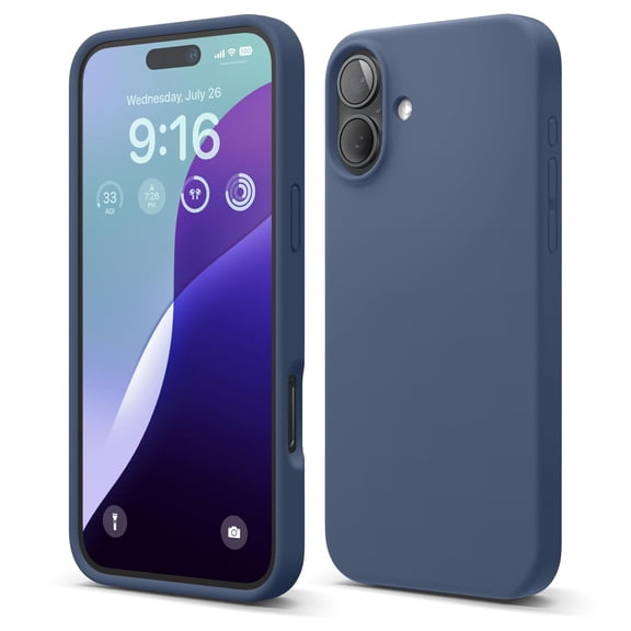 elago Compatible with iPhone 16 Plus Case, Premium Liquid Silicone Case, Full Body Protective Cover, Shockproof, Slim Phone Case, Anti-Scratch Soft Microfiber Lining, 6.7 inch (Jean Indigo)