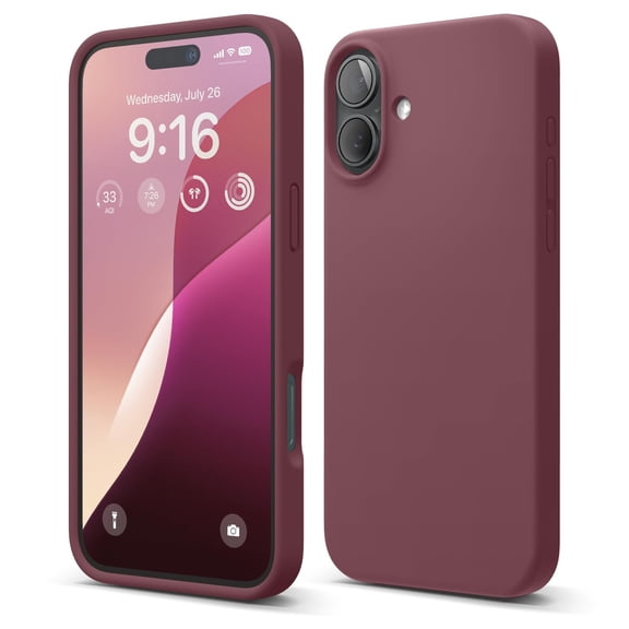 elago Compatible with iPhone 16 Plus Case, Premium Liquid Silicone Case, Full Body Protective Cover, Shockproof, Slim Phone Case, Anti-Scratch Soft Microfiber Lining, 6.7 inch (Burgundy)
