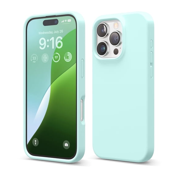 elago Compatible with iPhone 16 Pro Case, Premium Liquid Silicone Case, Full Body Protective Cover, Shockproof, Slim Phone Case, Anti-Scratch Soft Microfiber Lining, 6.3 inch (Aqua Sky)
