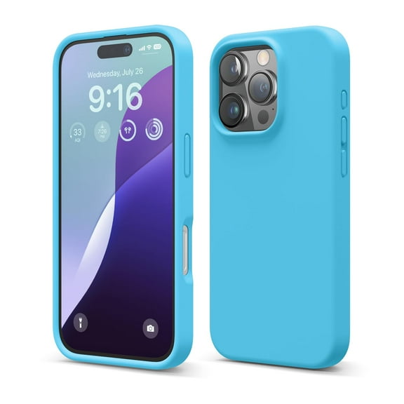 elago Compatible with iPhone 16 Pro Case, Premium Liquid Silicone Case, Full Body Protective Cover, Shockproof, Slim Phone Case, Anti-Scratch Soft Microfiber Lining, 6.3 inch (Ocean Blue)