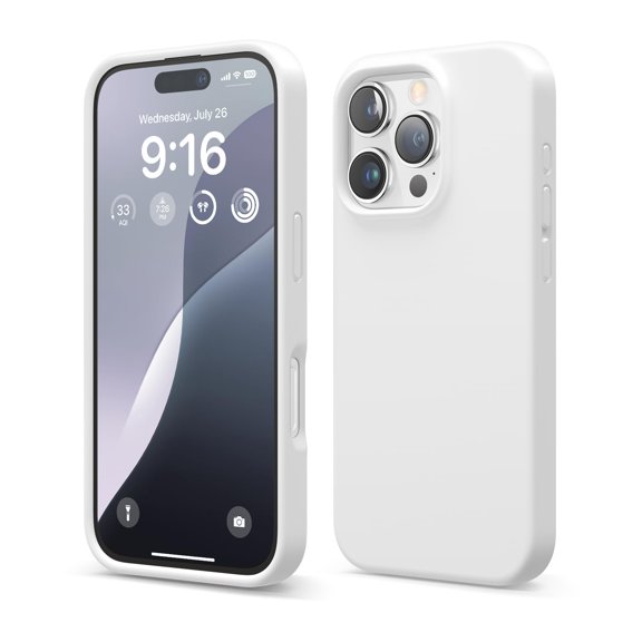 elago Compatible with iPhone 16 Pro Case, Premium Liquid Silicone Case, Full Body Protective Cover, Shockproof, Slim Phone Case, Anti-Scratch Soft Microfiber Lining, 6.3 inch (White)