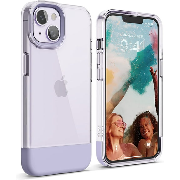 elago Glide Armor Case Designed for iPhone 14 Case, Drop Protection, Shockproof Protective TPU, Mix and Match Style, Enhanced Camera Guard [Transparent/Purple]