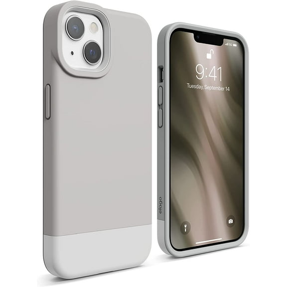elago Glide Compatible with iPhone 13 Case 6.1 inch, Protective Thin TPU Cover, Shockproof, Enhanced Camera Guard, Anti-Scratch, Simple and Unique Design (Stone/White)