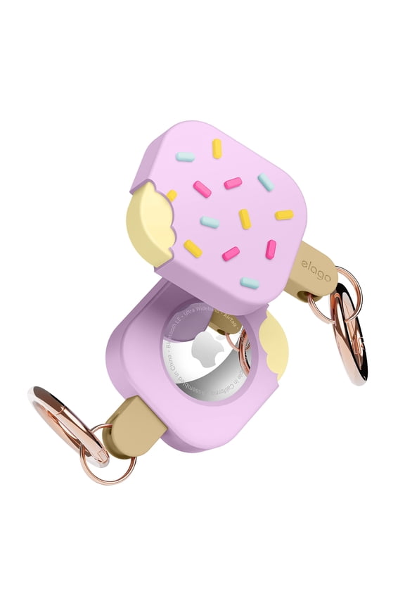 Ice Cream Case Compatible with Apple AirTag Keychain, Compatible with AirTag Case - Drop Protection, Carabiner Key Ring (Track Dogs, Keys, Purses) Tracking Device Not Included [Lavender]