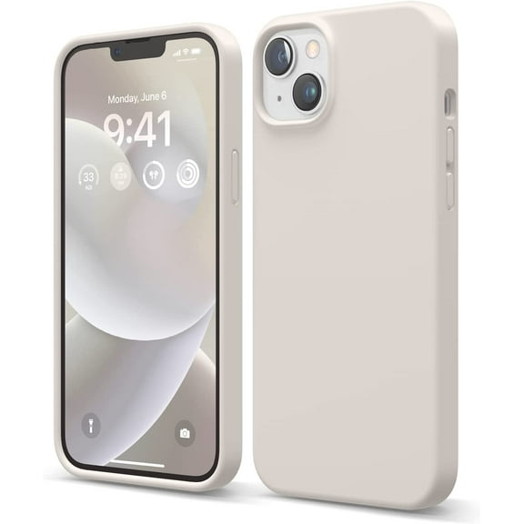 elago Liquid Silicone iPhone 14 Plus Case, Full Body Protective Cover, Shockproof, Slim Case (Stone)