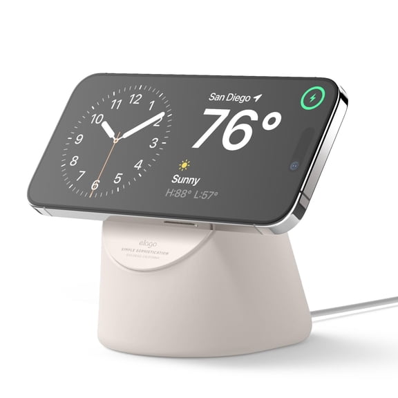 elago MS1 Charging Stand Compatible with MagSafe Charger - Premium Silicone Stand Compatible with iPhone 17/16/15/14/13/12 Series, Designed for iOS Standby Mode [Stone] [Charging Cable Not Included]