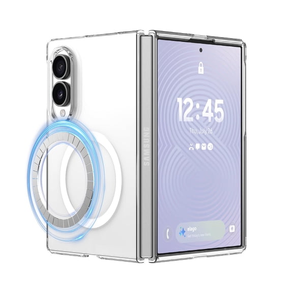 elago Magnetic Clear Case for Samsung Galaxy Z Fold 8 Case Compatible with MagSafe Charger, Strong Magnetic Power, Premium PC, Shockproof Bumper, Protective Cover (Magnetic Clear)