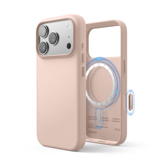 elago Magnetic Leather Case Compatible with iPhone 17 Pro Case, All MagSafe Accessories, 6.3 inch - Built-in Magnets, Durable Vegan Leather, Shockproof, Water-Resistant [Lovely Pink]