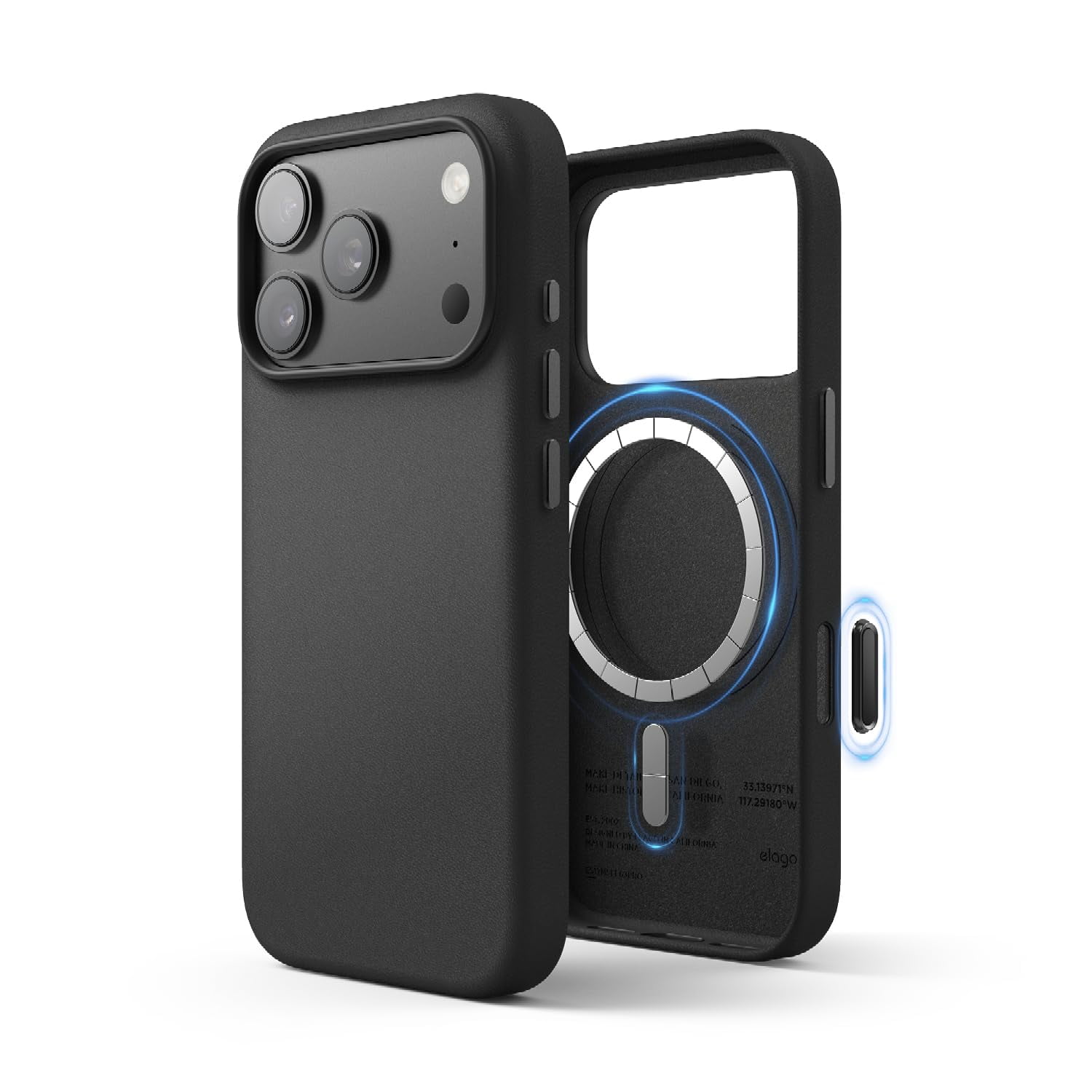 elago Magnetic Leather Case Compatible with iPhone 17 Pro Case, All MagSafe Accessories, 6.3 inch - Built-in Magnets, Durable Vegan Leather, Shockproof, Water-Resistant [Black]