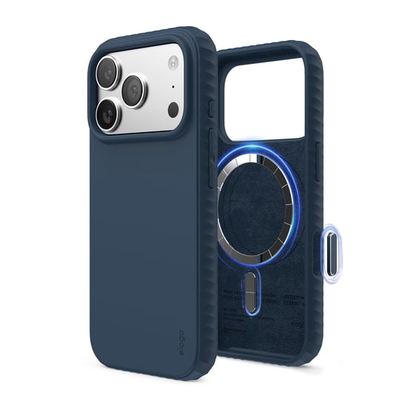 elago Magnetic Ridge for iPhone 17 Pro Case, Premium Magnetic Silicone Case, Compatible with MagSafe, Liquid Silicone Material, Protective Cover, Shockproof, Slim Phone, 6.3 inch (Jean Indigo)