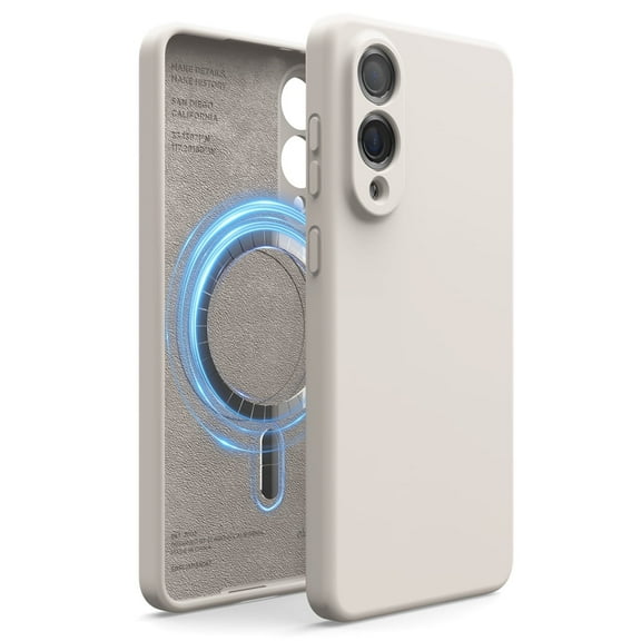 elago Magnetic Silicone Case Compatible with Samsung Galaxy S25 Edge, Slim Fit, Shockproof, Back Camera Protection, Wireless Charging Support, Detailed Cutouts (Stone)