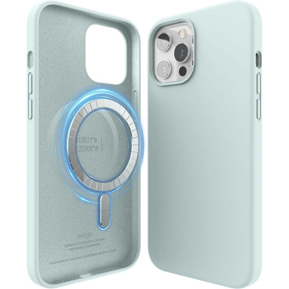 elago Magnetic Silicone Case Compatible with iPhone 12 and Compatible with iPhone 12 Pro 6.1 Inch - Built-in Magnets, Compatible with All MagSafe Accessories (Mint)
