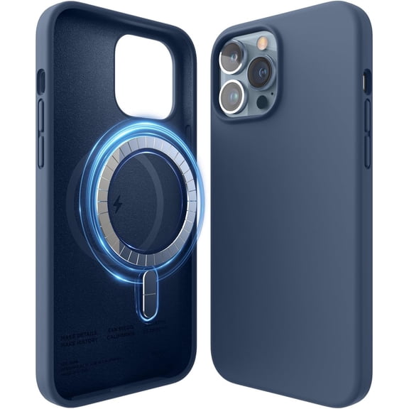 elago Magnetic Silicone Case Compatible with iPhone 13 Pro Max Case 6.7 Inch Compatible with MagSafe - Built-in Magnets, Protective Cover, Compatible with All MagSafe Accessories (Jean Indigo)
