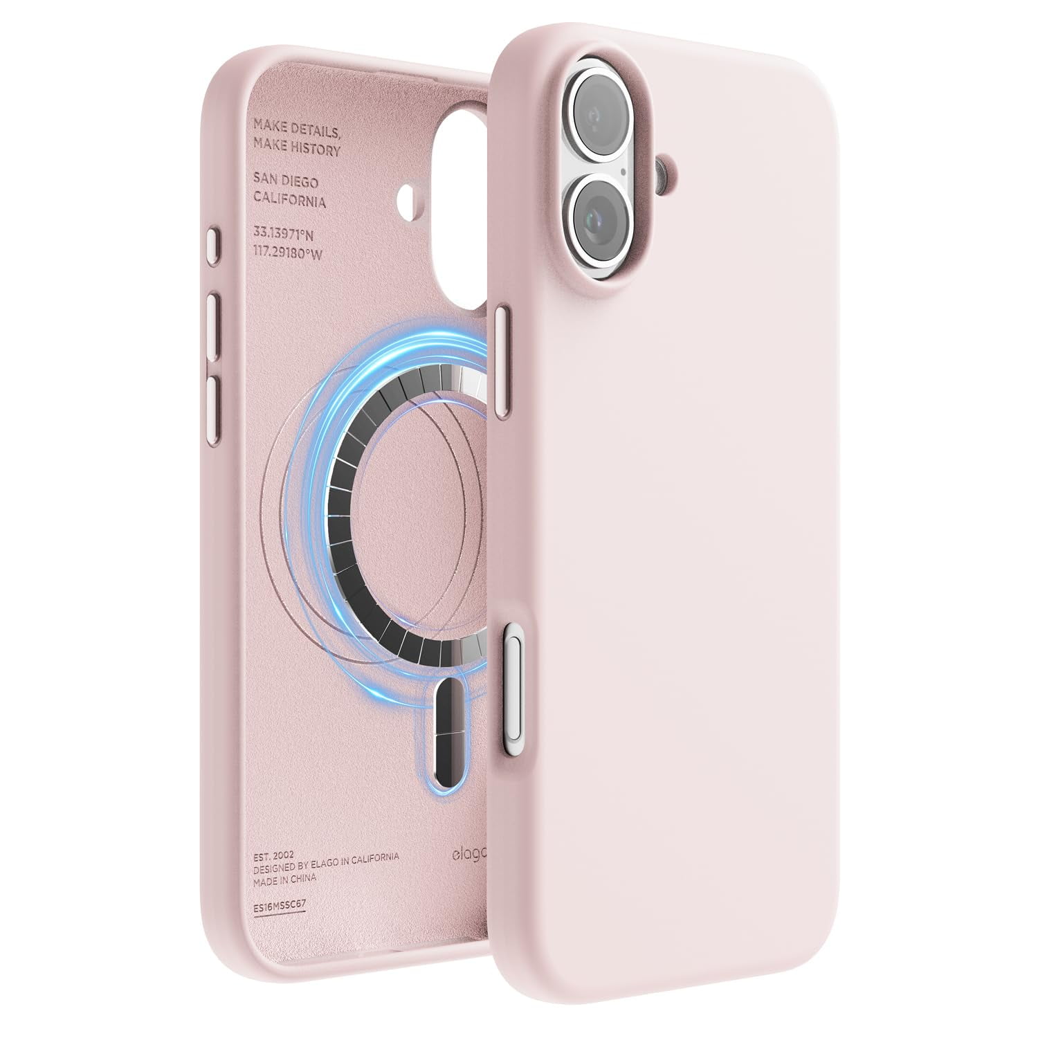 elago Magnetic Silicone Case Compatible with iPhone 16 Plus Case 6.7 Inch Compatible with All MagSafe Accessories - Built-in Magnets, Soft Grip Silicone, Shockproof [Lovely Pink]
