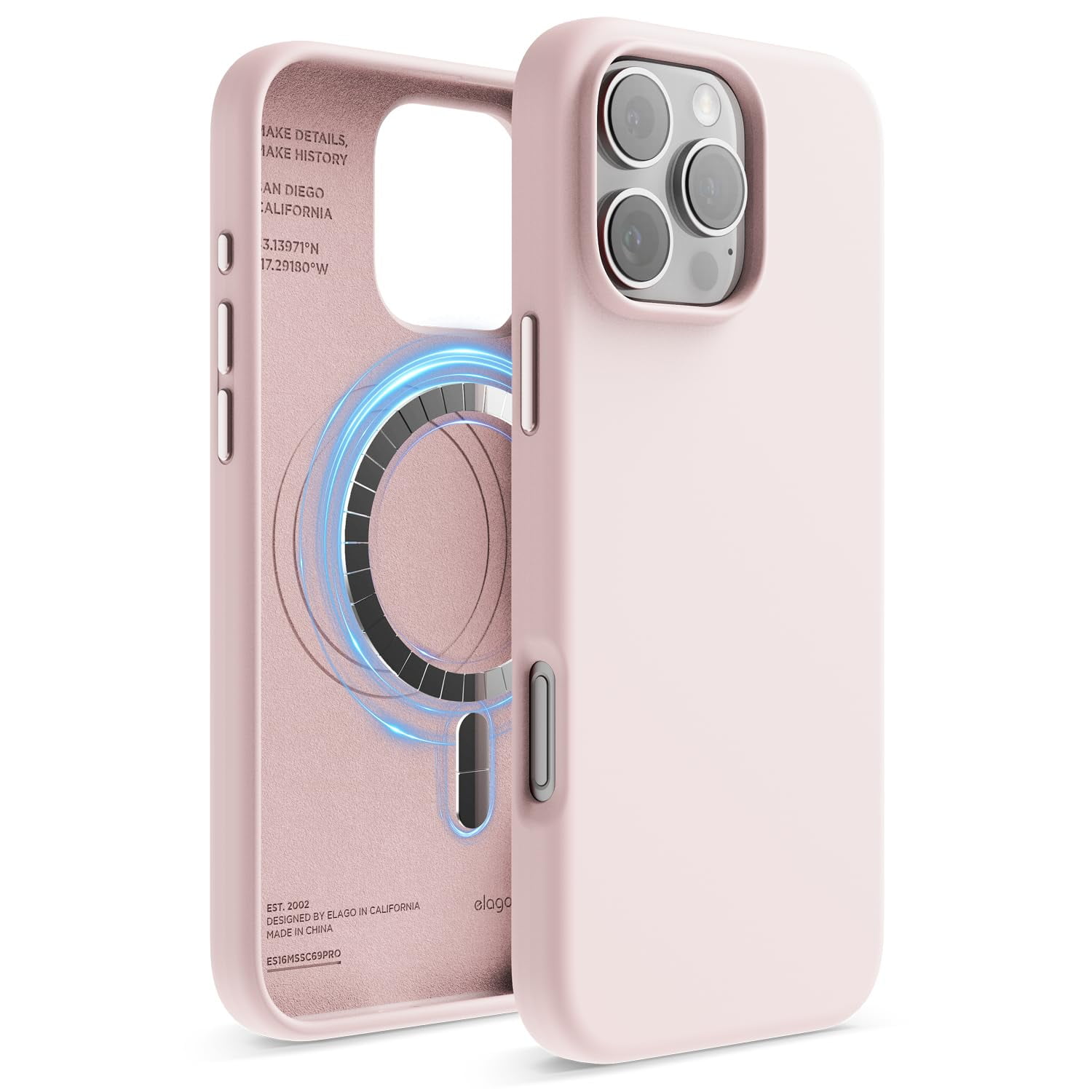 elago Magnetic Silicone Case Compatible with iPhone 16 Pro Max Case 6.9 Inch Compatible with All MagSafe Accessories - Built-in Magnets, Soft Grip Silicone, Shockproof [Lovely Pink]