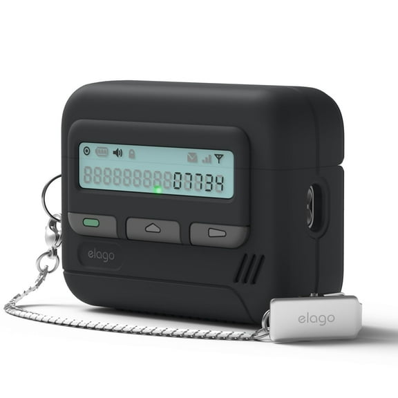 elago Pager Case for AirPods Pro 3 Case Cover - Chain Strap Included, Shock Resistant, Full Protection, for Men, for Women [Black]