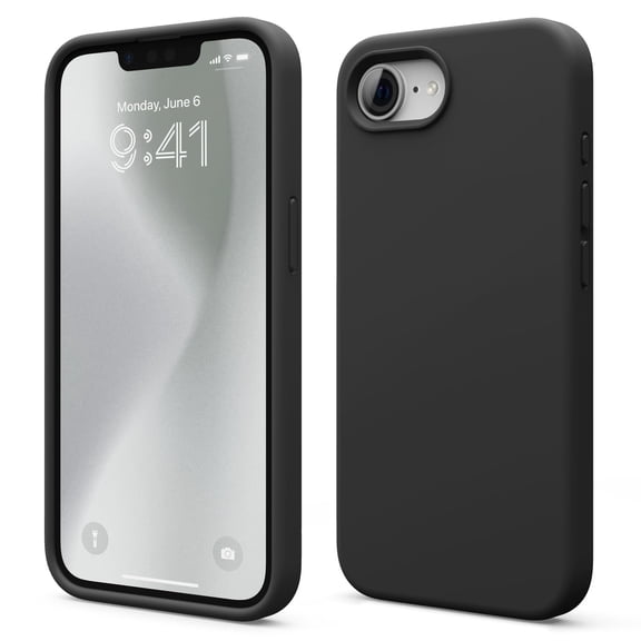 elago Silicone Case Compatible with iPhone 16e Case 2025, Premium Liquid Silicone Case, Full Body Protective Cover, Shockproof, Anti-Scratch Soft Microfiber Lining (Black)