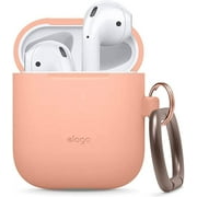elago Silicone Case with Keychain Designed for Apple AirPods Case [ Peach ]
