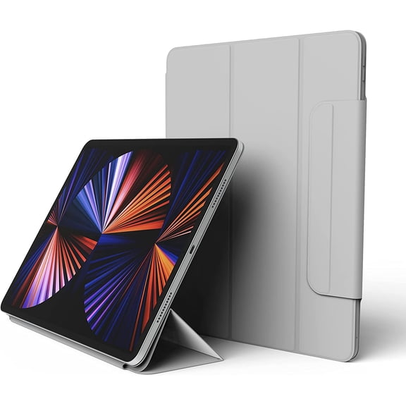 elago Smart Folio Case for iPad Pro 12.9 inch 6th, 5th, 4th Generation with Magnetic Clasp - Compatible with Apple Pencil, Protective Smart Cover Case, Slim Design, Auto Wake/Sleep - Light Grey