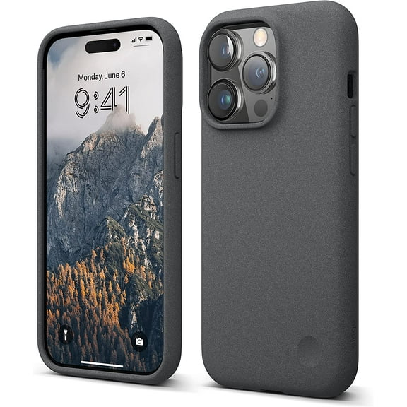 elago iPhone 14 Pro Case, Pebble Case, Full Body Protective Cover, Shockproof, Special Pebble Coated, Slim, Anti-Scratch, 6.1 inch (Dark Grey)
