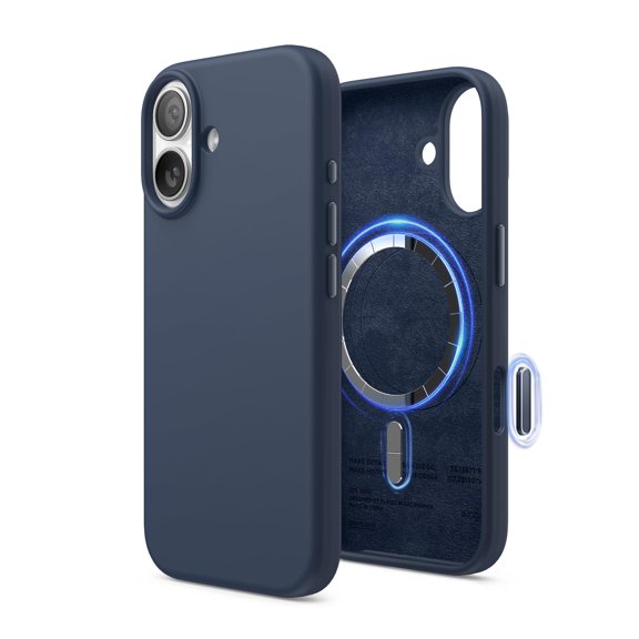 elago for iPhone 17 Case, Premium Magnetic Silicone Case, Compatible with MagSafe, Liquid Silicone Material, Protective Cover, Shockproof, Slim Phone, 6.3 inch (Jean Indigo)