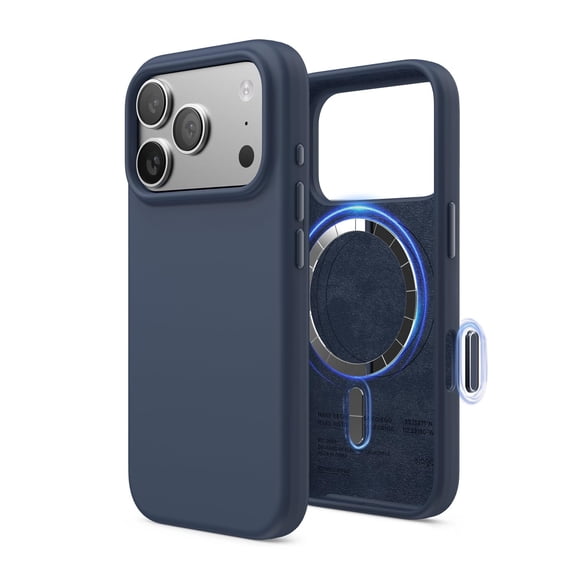 elago for iPhone 17 Pro Case, Premium Magnetic Silicone Case, Compatible with MagSafe, Liquid Silicone Material, Protective Cover, Shockproof, Slim Phone, 6.3 inch (Jean Indigo)