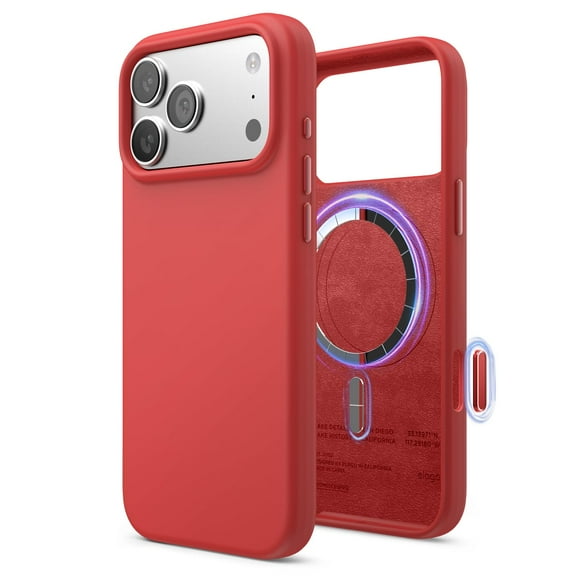 elago for iPhone 17 Pro Max Case, Premium Magnetic Silicone Case, Compatible with MagSafe, Liquid Silicone Material, Protective Cover, Shockproof, Slim Phone, 6.9 inch (Red)