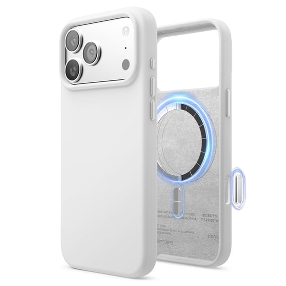 elago for iPhone 17 Pro Max Case, Premium Magnetic Silicone Case, Compatible with MagSafe, Liquid Silicone Material, Protective Cover, Shockproof, Slim Phone, 6.9 inch (White)